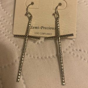 Silver cross dangle earrings